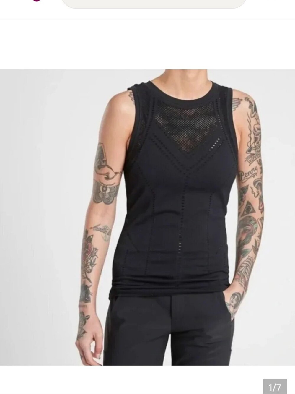 Athleta Oxygen Black Mesh-Panel Performance Tank Top Xs.